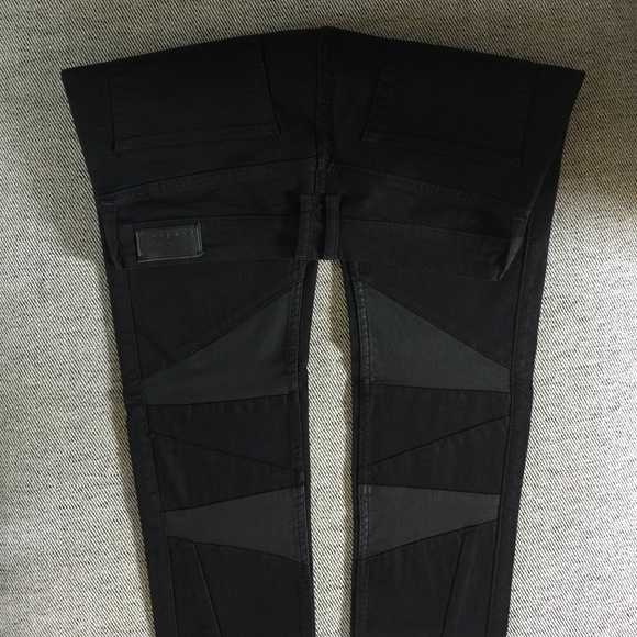 Sandro Paris Leather black Moto jeans US8 / Euro40 - Picture 9 of 14